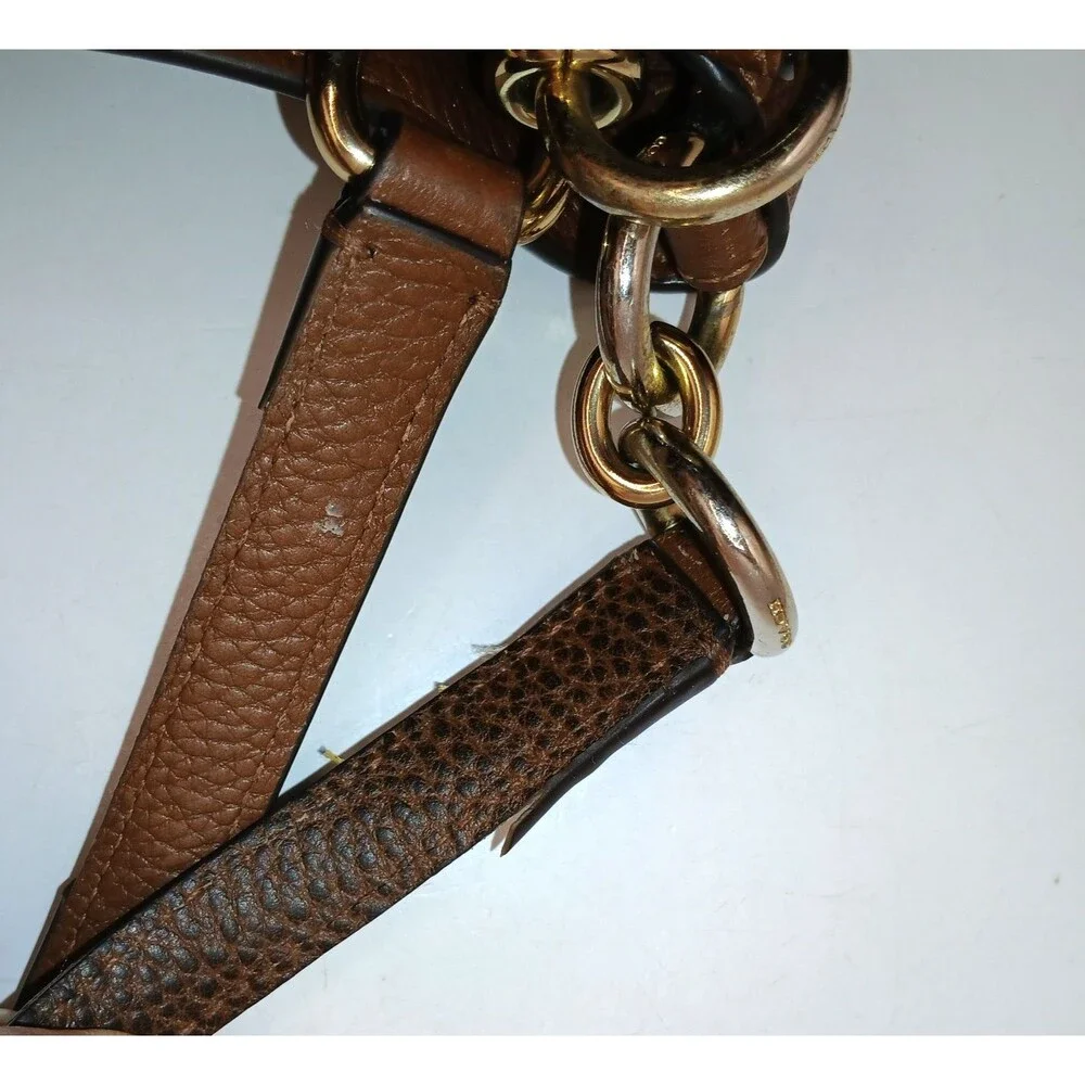 Coach Lexy F28997 Chocolate Brown Pebbled Leather Shoulder Bag No Bag Charm